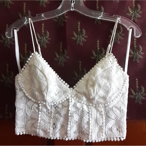 Musette Boho Lace Crop Top Summer Solstice Festival Metal Zipper Closure S - Picture 8 of 12
